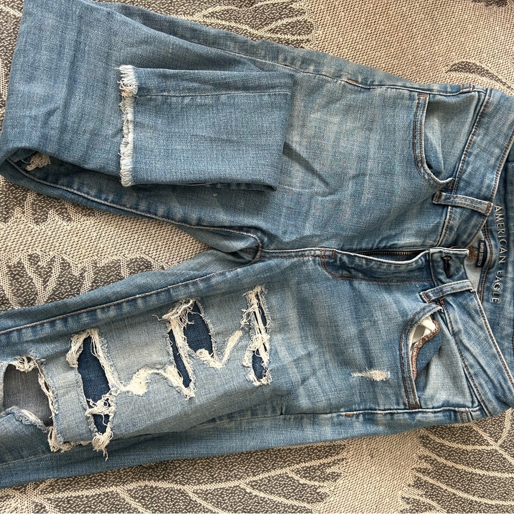 American Eagle Outfitters Blue Skinny Jeans Distressed Style